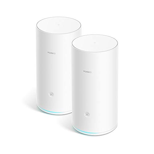 HUAWEI WiFi Mesh (2 Pack) - Mesh Router, Wi-Fi Repeater, AC2200 Triple Band, 1.4GHz Quad Core CPU, Solid and Reliable Coverage throughout Your Home (up to 400 m²), One Touch Connection, White
