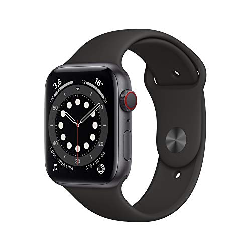 Apple Watch Series 6 (GPS + Cellular, 44mm) Space Gray Aluminum Case - Black Sport Band