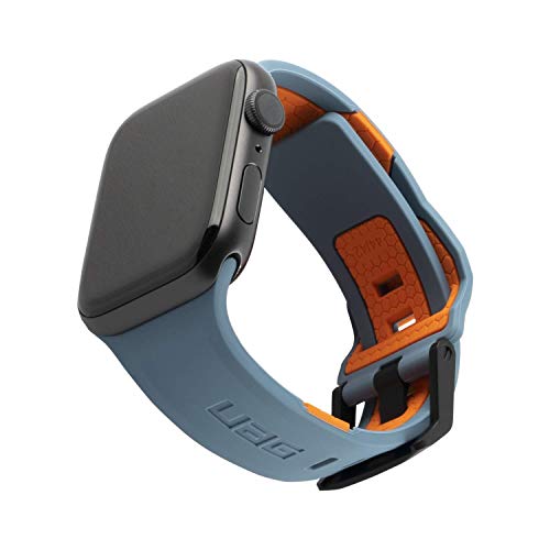 Urban Armor Gear Civilian Bracelet for Apple Watch 42mm / 44mm (Watch SE, Series 6, Series 5, Series 4, Series 3, Series 2, Series 1, Soft Silicone Strap, Steel Clasp) Blue / Orange